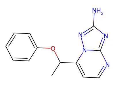 7-(1-Phenoxyethyl)-[1,2,4]triazolo[1,5-a]pyrimidin-2-amine structure