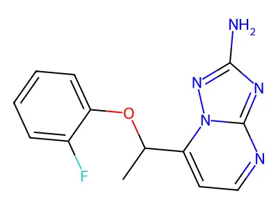 7-[1-(2-Fluorophenoxy)ethyl]-[1,2,4]triazolo[1,5-a]pyrimidin-2-amine structure