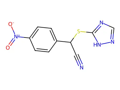2-(4-nitrophenyl)-2-(1H-1,2,4-triazol-3-ylsulfanyl)acetonitrile structure