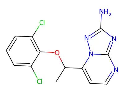 7-[1-(2,6-Dichlorophenoxy)ethyl]-[1,2,4]triazolo[1,5-a]pyrimidin-2-amine structure