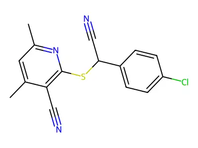 2-{[(4-Chlorophenyl)(cyano)methyl]sulfanyl}-4,6-dimethylnicotinonitrile structure