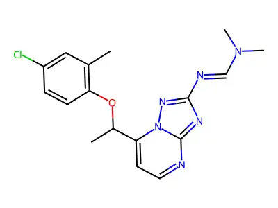 (E)-N'-{7-[1-(4-chloro-2-methylphenoxy)ethyl]-[1,2,4]triazolo[1,5-a]pyrimidin-2-yl}-N,N-dimethylmethanimidamide structure