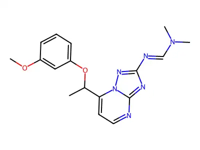 (E)-N'-{7-[1-(3-methoxyphenoxy)ethyl]-[1,2,4]triazolo[1,5-a]pyrimidin-2-yl}-N,N-dimethylmethanimidamide structure