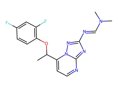 N'-[7-[1-(2,4-difluorophenoxy)ethyl]-[1,2,4]triazolo[1,5-a]pyrimidin-2-yl]-N,N-dimethylmethanimidamide structure