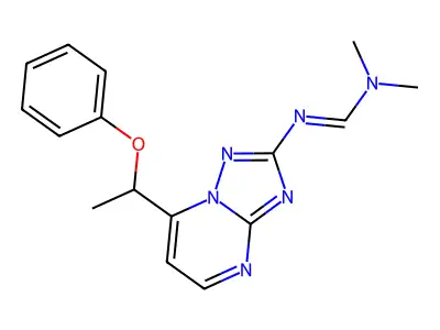 N,N-dimethyl-N'-[7-(1-phenoxyethyl)-[1,2,4]triazolo[1,5-a]pyrimidin-2-yl]methanimidamide structure