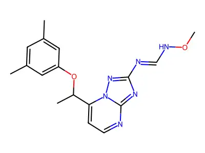 (E)-N-{7-[1-(3,5-dimethylphenoxy)ethyl]-[1,2,4]triazolo[1,5-a]pyrimidin-2-yl}-N'-methoxymethanimidamide structure