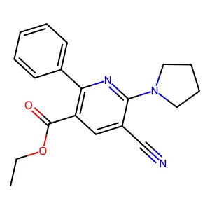 Ethyl 5-cyano-2-phenyl-6-(1-pyrrolidinyl)nicotinate structure