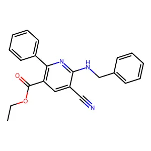 Ethyl 6-(benzylamino)-5-cyano-2-phenylnicotinate structure