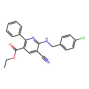 Ethyl 6-[(4-chlorobenzyl)amino]-5-cyano-2-phenylnicotinate structure