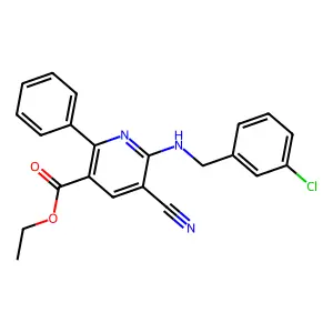 Ethyl 6-[(3-chlorobenzyl)amino]-5-cyano-2-phenylnicotinate structure
