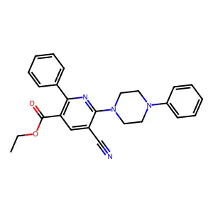 Ethyl 5-cyano-2-phenyl-6-(4-phenylpiperazin-1-yl)pyridine-3-carboxylate structure