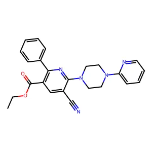 Ethyl 5-cyano-2-phenyl-6-(4-pyridin-2-ylpiperazin-1-yl)pyridine-3-carboxylate structure