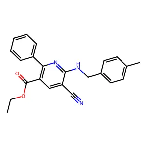 Ethyl 5-cyano-6-((4-methylbenzyl)amino)-2-phenylnicotinate structure
