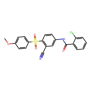 2-chloro-N-[3-cyano-4-(4-methoxyphenyl)sulfonylphenyl]benzamide structure
