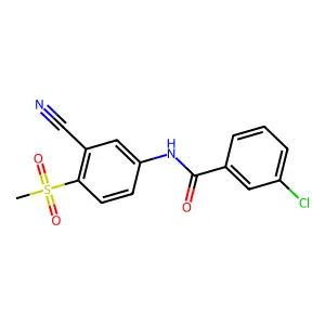 3-Chloro-N-(3-cyano-4-(methylsulfonyl)phenyl)benzenecarboxamide structure
