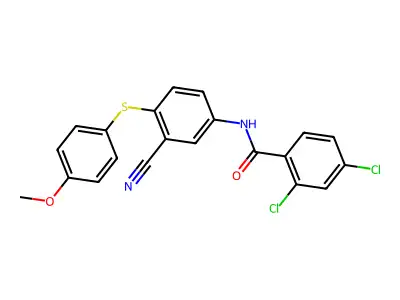 2,4-dichloro-N-{3-cyano-4-[(4-methoxyphenyl)sulfanyl]phenyl}benzenecarboxamide structure