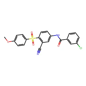 3-chloro-N-{3-cyano-4-[(4-methoxyphenyl)sulfonyl]phenyl}benzenecarboxamide structure