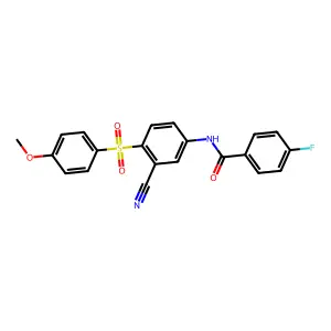 N-{3-cyano-4-[(4-methoxyphenyl)sulfonyl]phenyl}-4-fluorobenzenecarboxamide structure