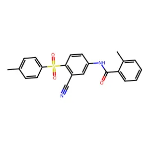 N-{3-cyano-4-[(4-methylphenyl)sulfonyl]phenyl}-2-methylbenzenecarboxamide structure