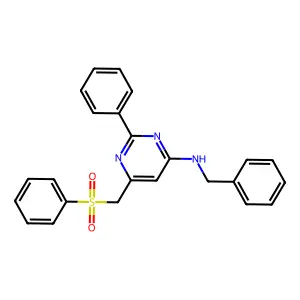 N-Benzyl-2-phenyl-6-((phenylsulfonyl)methyl)-4-pyrimidinamine structure