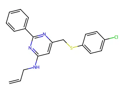 N-Allyl-6-(((4-chlorophenyl)sulfanyl)methyl)-2-phenyl-4-pyrimidinamine structure