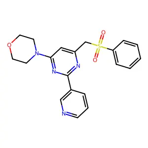 (6-Morpholino-2-(3-pyridinyl)-4-pyrimidinyl)methyl phenyl sulfone structure