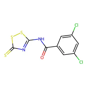 3,5-dichloro-N-(3-thioxo-3H-1,2,4-dithiazol-5-yl)benzenecarboxamide structure