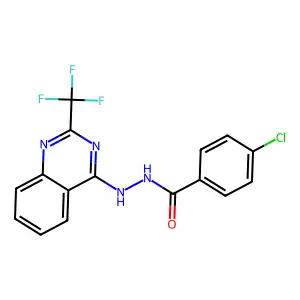 4-chloro-N'-[2-(trifluoromethyl)quinazolin-4-yl]benzohydrazide structure
