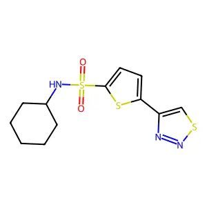 N-cyclohexyl-5-(1,2,3-thiadiazol-4-yl)-2-thiophenesulfonamide structure