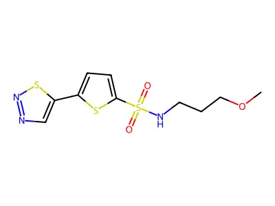 N-(3-methoxypropyl)-5-(1,2,3-thiadiazol-5-yl)-2-thiophenesulfonamide structure
