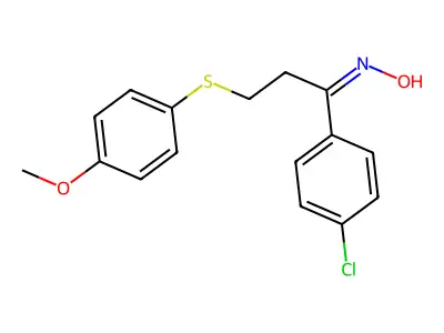 N-[1-(4-chlorophenyl)-3-(4-methoxyphenyl)sulfanylpropylidene]hydroxylamine structure
