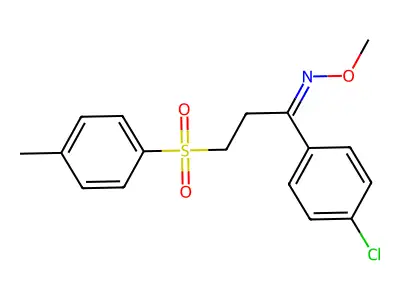 1-(4-chlorophenyl)-N-methoxy-3-(4-methylphenyl)sulfonylpropan-1-imine structure