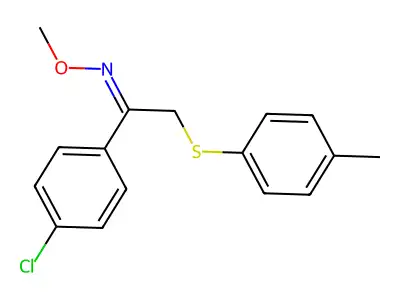 1-(4-chlorophenyl)-N-methoxy-2-(4-methylphenyl)sulfanylethanimine structure