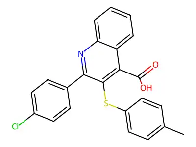 2-(4-Chlorophenyl)-3-[(4-methylphenyl)sulfanyl]-4-quinolinecarboxylic acid structure