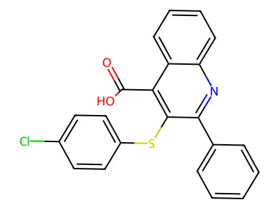3-[(4-Chlorophenyl)sulfanyl]-2-phenyl-4-quinolinecarboxylic acid structure