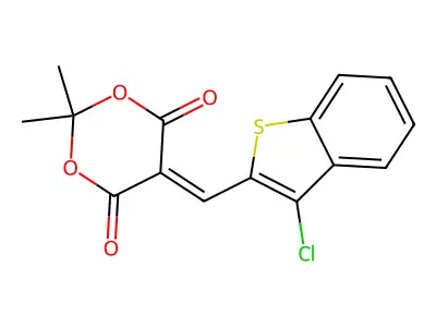 5-[(3-chloro-1-benzothiophen-2-yl)methylidene]-2,2-dimethyl-1,3-dioxane-4,6-dione structure