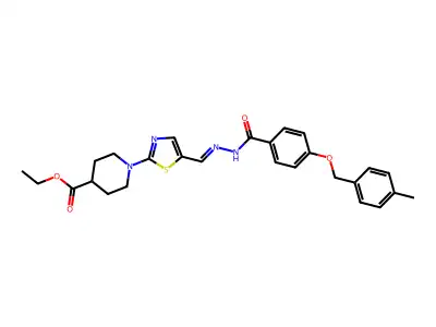 ethyl 1-[5-[[[4-[(4-methylphenyl)methoxy]benzoyl]hydrazinylidene]methyl]-1,3-thiazol-2-yl]piperidine-4-carboxylate structure