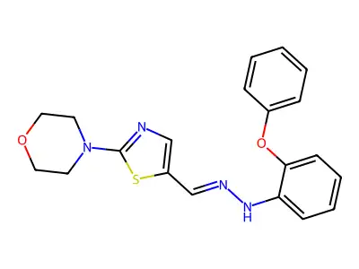 2-morpholino-1,3-thiazole-5-carbaldehyde N-(2-phenoxyphenyl)hydrazone structure