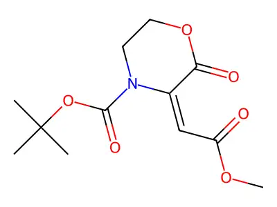 Tert-butyl 3-(2-methoxy-2-oxoethylidene)-2-oxomorpholine-4-carboxylate structure