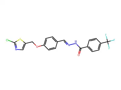 N-[[4-[(2-chloro-1,3-thiazol-5-yl)methoxy]phenyl]methylideneamino]-4-(trifluoromethyl)benzamide structure