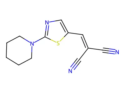 2-((2-(Piperidin-1-yl)thiazol-5-yl)methylene)malononitrile structure
