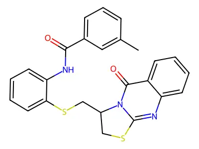 3-methyl-N-(2-{[(5-oxo-2,3-dihydro-5H-[1,3]thiazolo[2,3-b]quinazolin-3-yl)methyl]sulfanyl}phenyl)benzenecarboxamide structure
