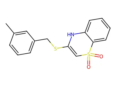 3-[(3-methylbenzyl)sulfanyl]-1lambda~6~,4-benzothiazine-1,1(4H)-dione structure