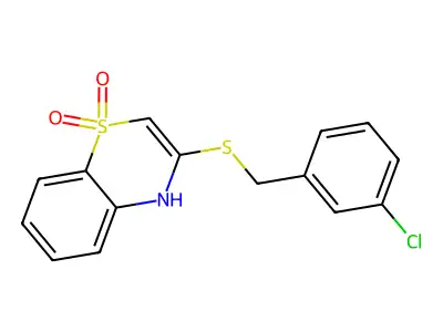3-[(3-chlorobenzyl)sulfanyl]-1lambda~6~,4-benzothiazine-1,1(4H)-dione structure