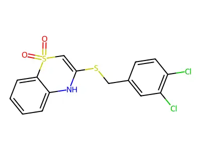 3-[(3,4-dichlorobenzyl)sulfanyl]-1lambda~6~,4-benzothiazine-1,1(4H)-dione structure