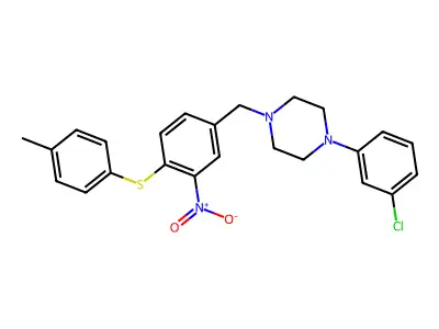 1-(3-Chlorophenyl)-4-{4-[(4-methylphenyl)sulfanyl]-3-nitrobenzyl}piperazine structure