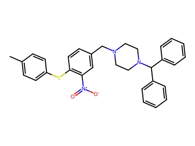 1-Benzhydryl-4-{4-[(4-methylphenyl)sulfanyl]-3-nitrobenzyl}piperazine structure