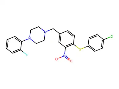 1-{4-[(4-Chlorophenyl)sulfanyl]-3-nitrobenzyl}-4-(2-fluorophenyl)piperazine structure