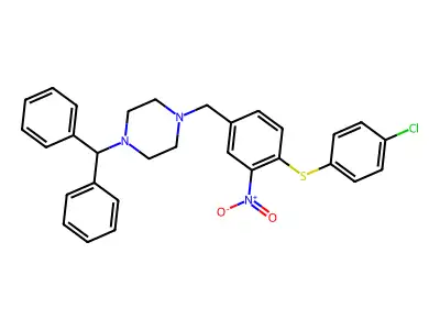 1-Benzhydryl-4-{4-[(4-chlorophenyl)sulfanyl]-3-nitrobenzyl}piperazine structure