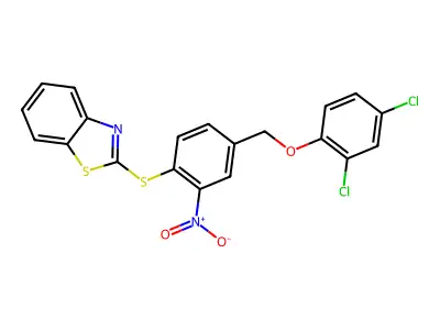 2-({4-[(2,4-Dichlorophenoxy)methyl]-2-nitrophenyl}sulfanyl)-1,3-benzothiazole structure